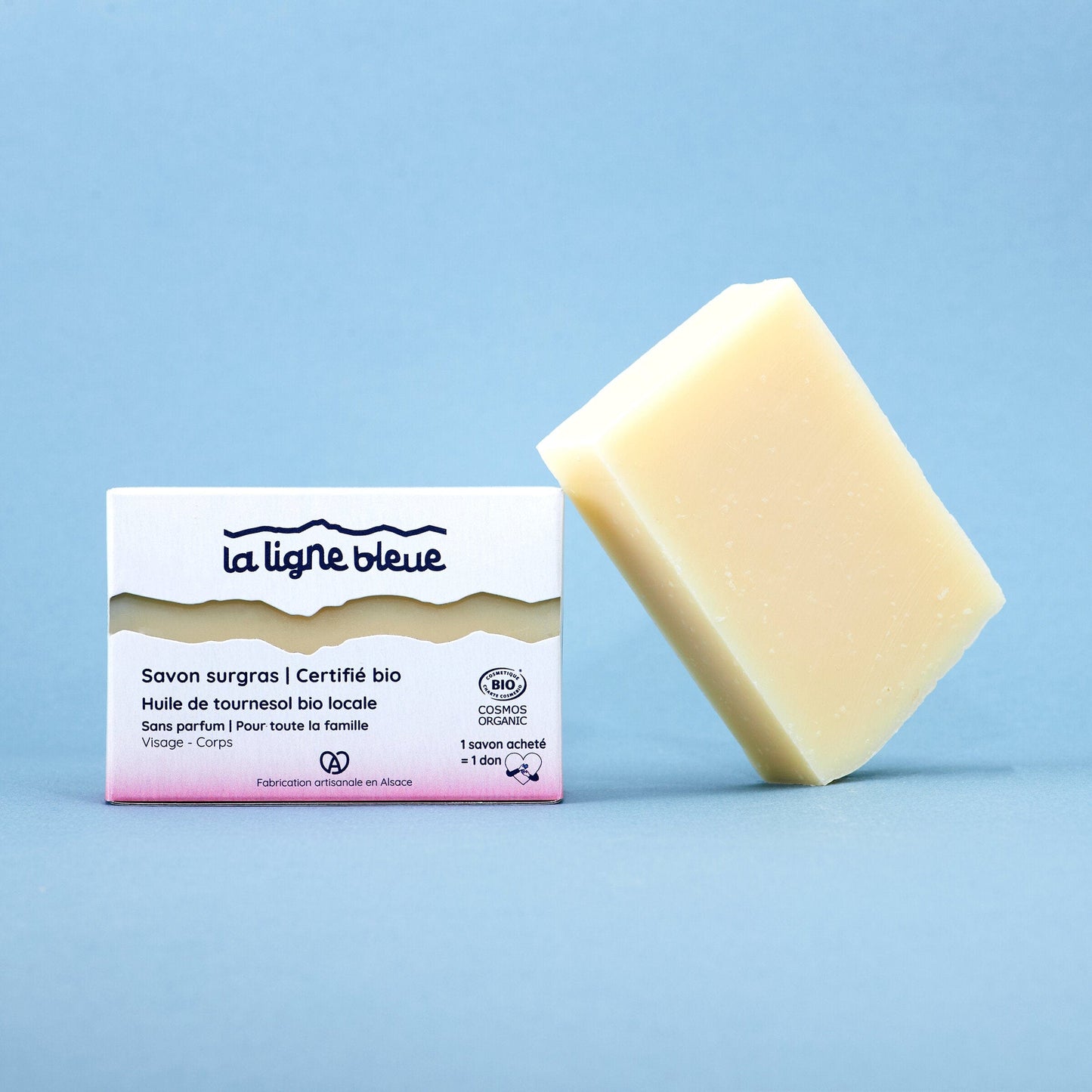  Savon surgras à froid certifié bio à l'Huile de tournesol bio alsacienne - Sans parfum convient pour toute la famille, pour le visage et le corps