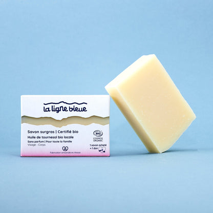 Savon surgras à froid certifié bio à l'Huile de tournesol bio alsacienne - Sans parfum convient pour toute la famille, pour le visage et le corps