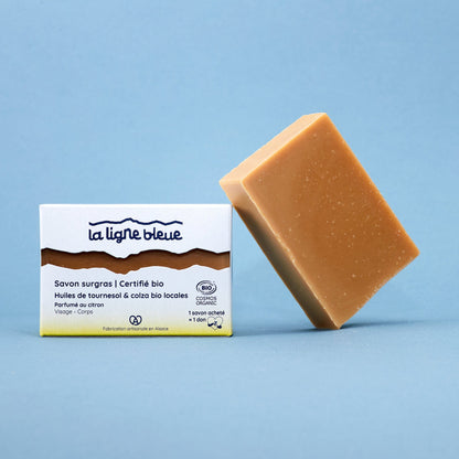 Savon surgras bio à froid à l'huiles de tournesol & colza bio alsacienne - Parfumé au citron
