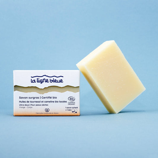 Savon surgras à froid certifié bi, à l'Huiles de tournesol et cameline bio alsacienne - Ultra-doux | convient pour les peaux sèches, pour le visage et le corps