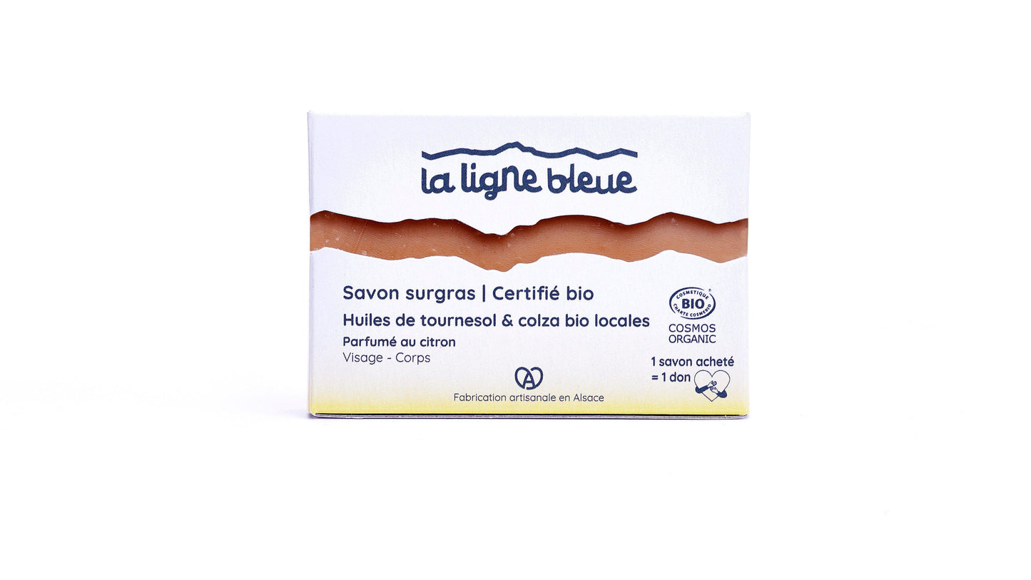 Savon surgras bio à froid à l'huiles de tournesol & colza bio alsacienne - Parfumé au citron