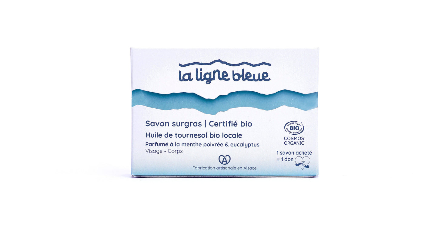 Savon surgras bio à froid à l'huiles de tournesol bio locale - Parfumé à la menthe poivrée & eucalyptus